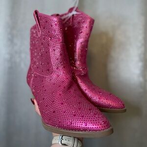 Pink bedazzled western boots